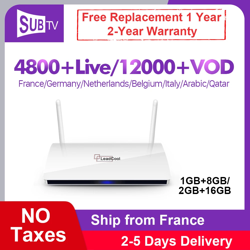 

IPTV France Box Full HD SUBTV Leadcool Box Android 8.1 Streaming Media Player IPTV French Spain Belgium Netherlands Arabic IP TV