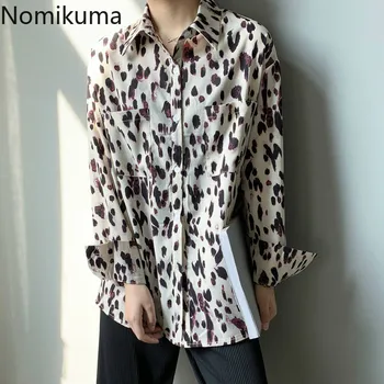 

Nomikuma Vintage Leopard Causal Women Blouses Korean Double Pockets Office Shirt 2020 Spring Single Breasted Blusas Femme 3Z146