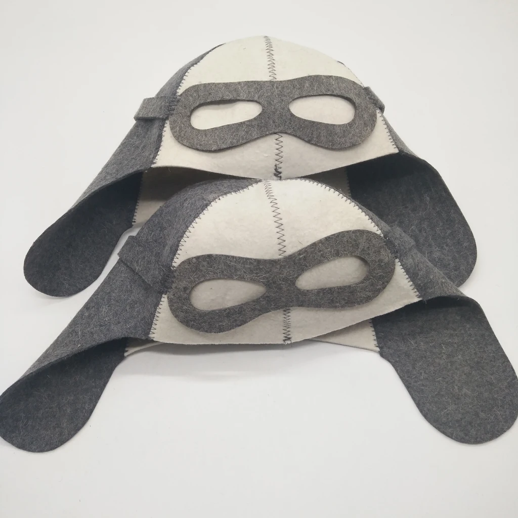 100% Natural Wool Felt Sauna Hat Russian Banya Cap Bath House Hat Head Protection Embroidered Leaves Pattern for Shower Unisex 6