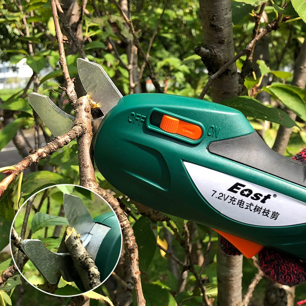 Tesouras de Poda sem Fio de Lítio-íon Tesoura de Poda Jardinagem Secateurs Recarregável Ramo Podador Aparador Ferramentas 7.2 v
