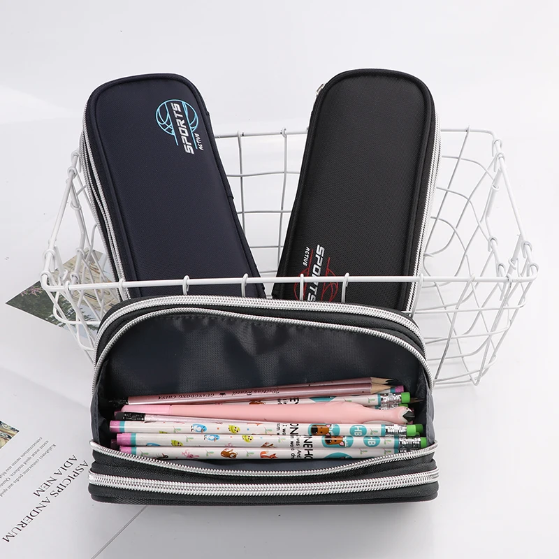 

Sports large pencil bag plain ecofriendly boys school stationery polyester large softsided pencil case boys students