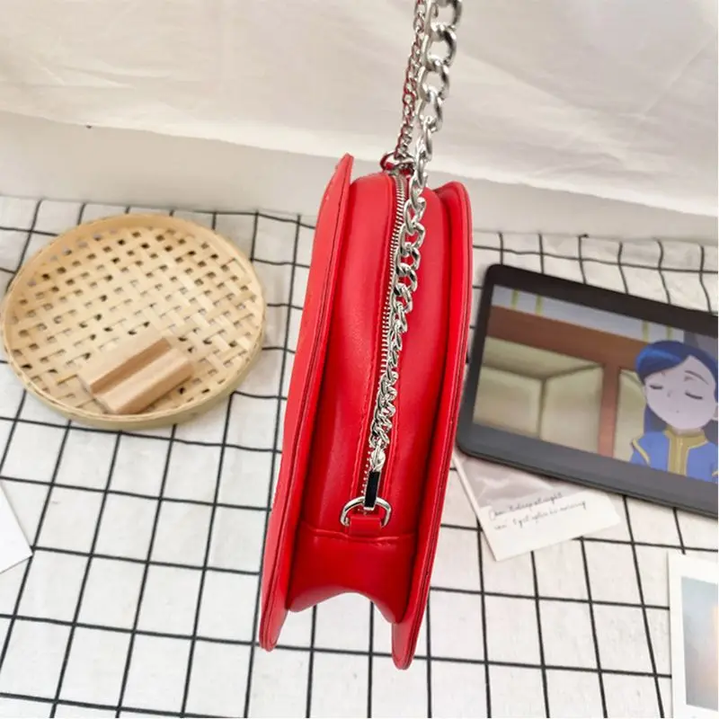 Women Girl Mushroom Shape PU Leather Handbag Chain Shoulder Messenger Crossbody Bag Satchel Tote Purse 2