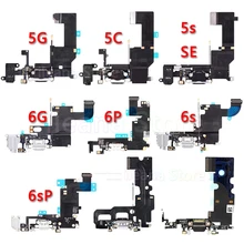 Нижний usb-порт, зарядное устройство, док-станция, зарядный гибкий кабель для iPhone 5S, SE, 5, 6, 6s Plus, док-станция, разъем с микрофоном, шлейф, замена