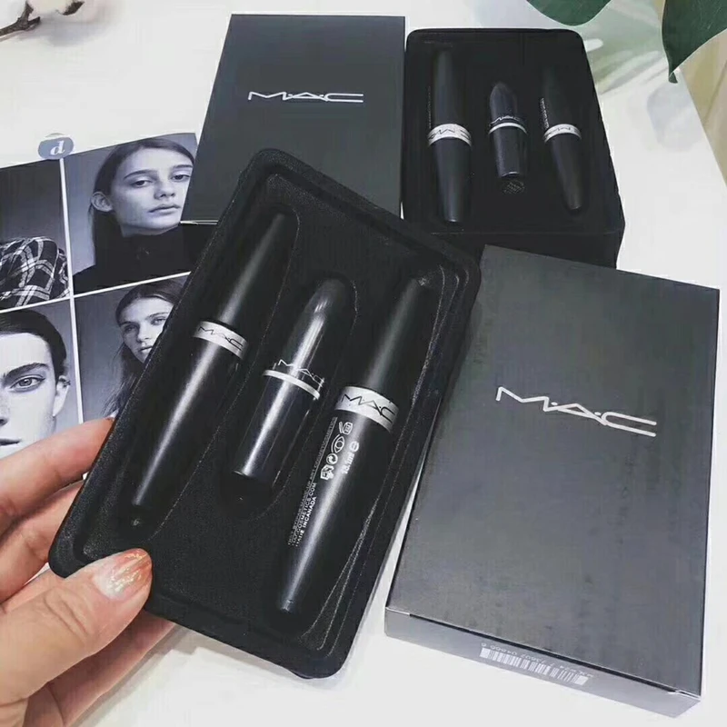 

MACes makeup 3 Different Colors Sexy Women Limited Set Multi-function Sexy Matte Lipstick Matte Shimmer Lip Stick 1 Set
