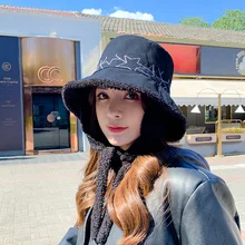 

2022 Female Season Fisherman Hat Joker double-sided Japanese Earmuffs Basin Of Lambs Wool Hat Cycling Warm Hat Luxury Cashmere H