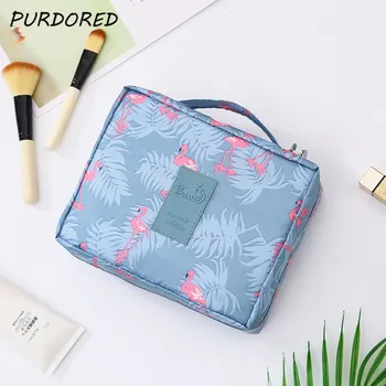 

PURDORED 1 Pc Portable Flamingo Cosmetic Bag Waterproof Women Makeup Bag Travel Toiletry Bag Beauty Case Wash Pouch Bag Neceser