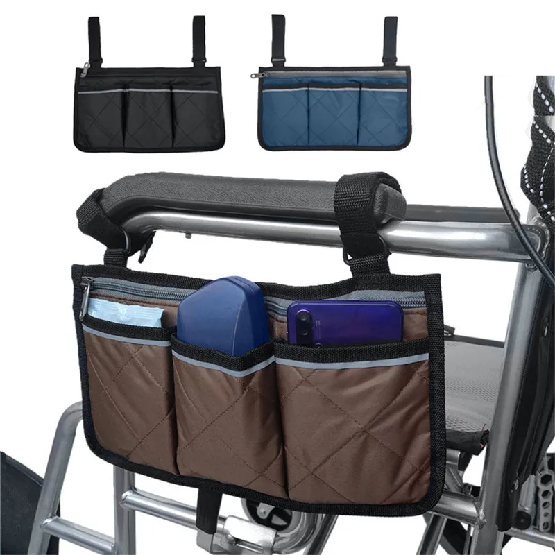 Chair Side Bag Multiple Pockets Zipper With Velcro Side Pouch Pocket