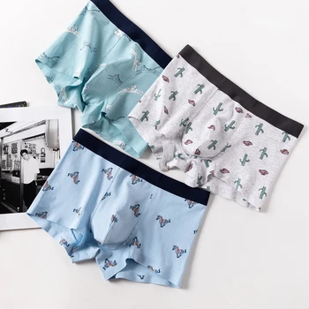 

3pcs/lot Boxer Men Cartoon Printed Cotton Breathable Comfort Underwear Men Boxers High Elastic Shorts Underpants Male Panties