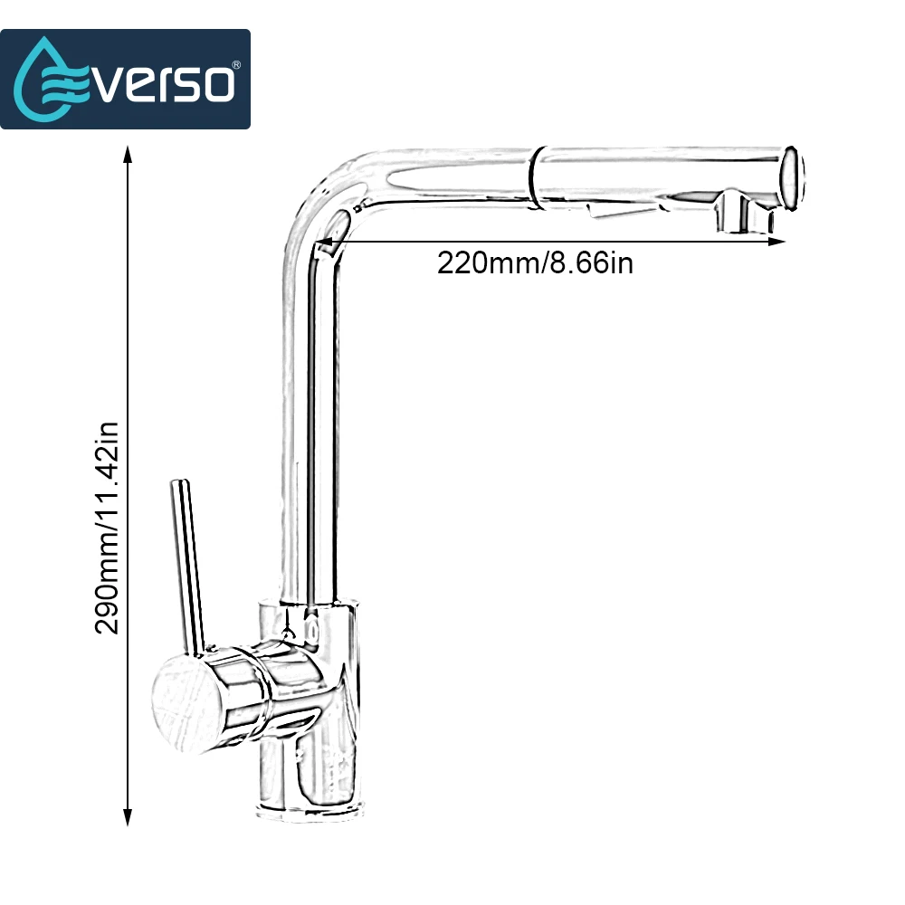 EVERSO кухонный кран выдвижной смеситель для раковины кухонный кран спрей головка бортике 360 Поворотный Torneira De Cozinha