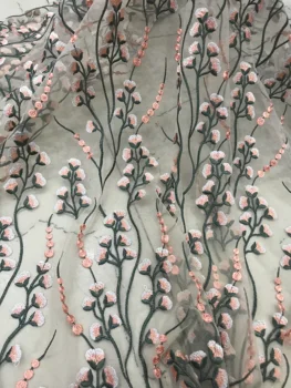 

French African Lace Fabric JIANXI.C-366818 flower embroidered Cord Tulle Nigerian Tissu Mesh India Lace