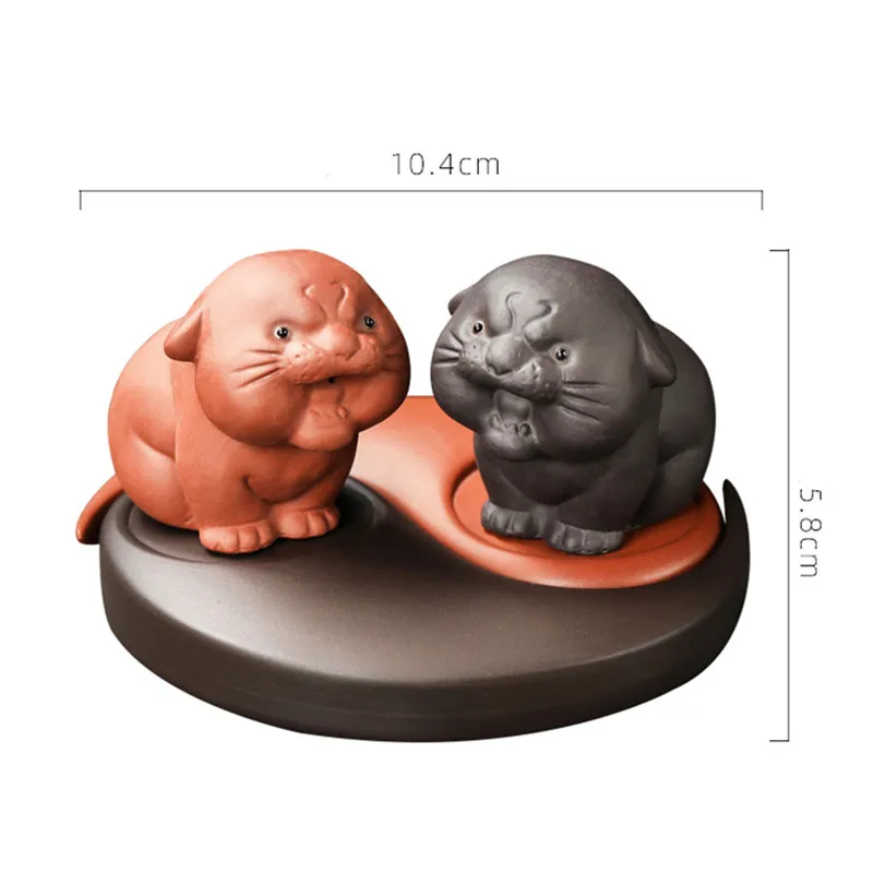 1PCS Creativity Handmade Purple Clay Tea Pet Chinese Zodiac Tiger Statue Ornaments Boutique Tea Decoration Accessories Crafts