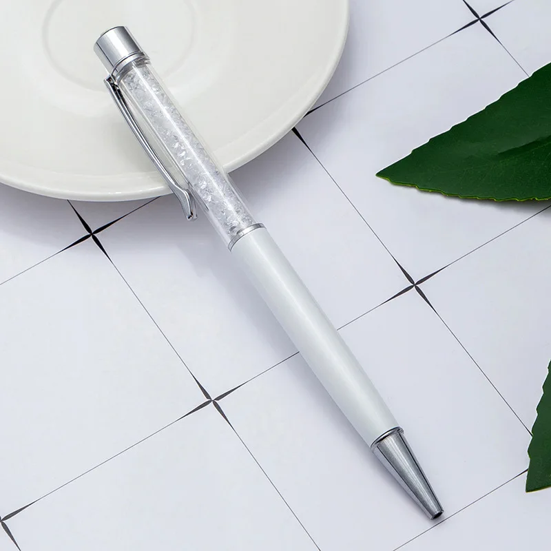 Хрустальная Роскошная шариковая ручка, металлические вращающиеся шариковые ручки для письма, школьные канцелярские принадлежности, персонализированные офисные подарки - Цвет: Silver1Pc