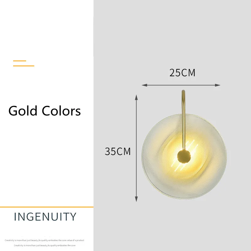 Modern Round Wall Lamp Light Luxury Gold Black Glass LED Wall Lamp Living room Sofa TV Background Wall Bedroom Bedside Wall Lamp