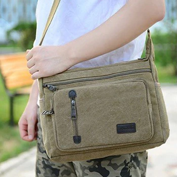 

2019 Fashion Casual Travel Business Satchel New Large Capacity Canvas Single Shoulder Crossbody Bag Simple Messenger Bag Clutch