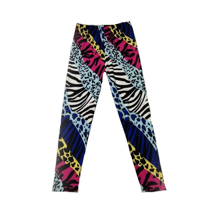 Popular Color Neon Leopard Print Leggings Female Stretch Milk Silk Pants Neon Zebra Leopard Leggings - Цвет: L