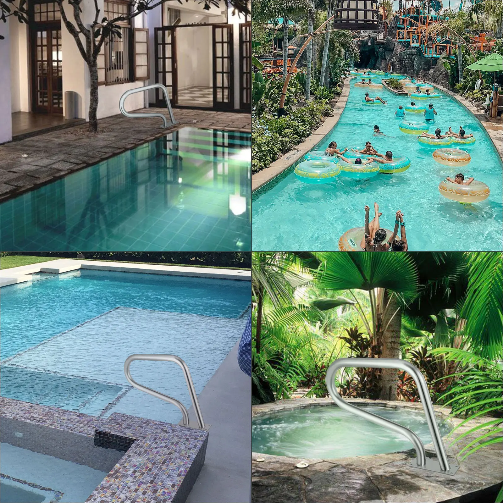 30-55"x22-32" Swimming Pool Handrail 4ft Grip Cover Humanized Design M8 Drill Bit Pool Railing Ladder Stair Rail