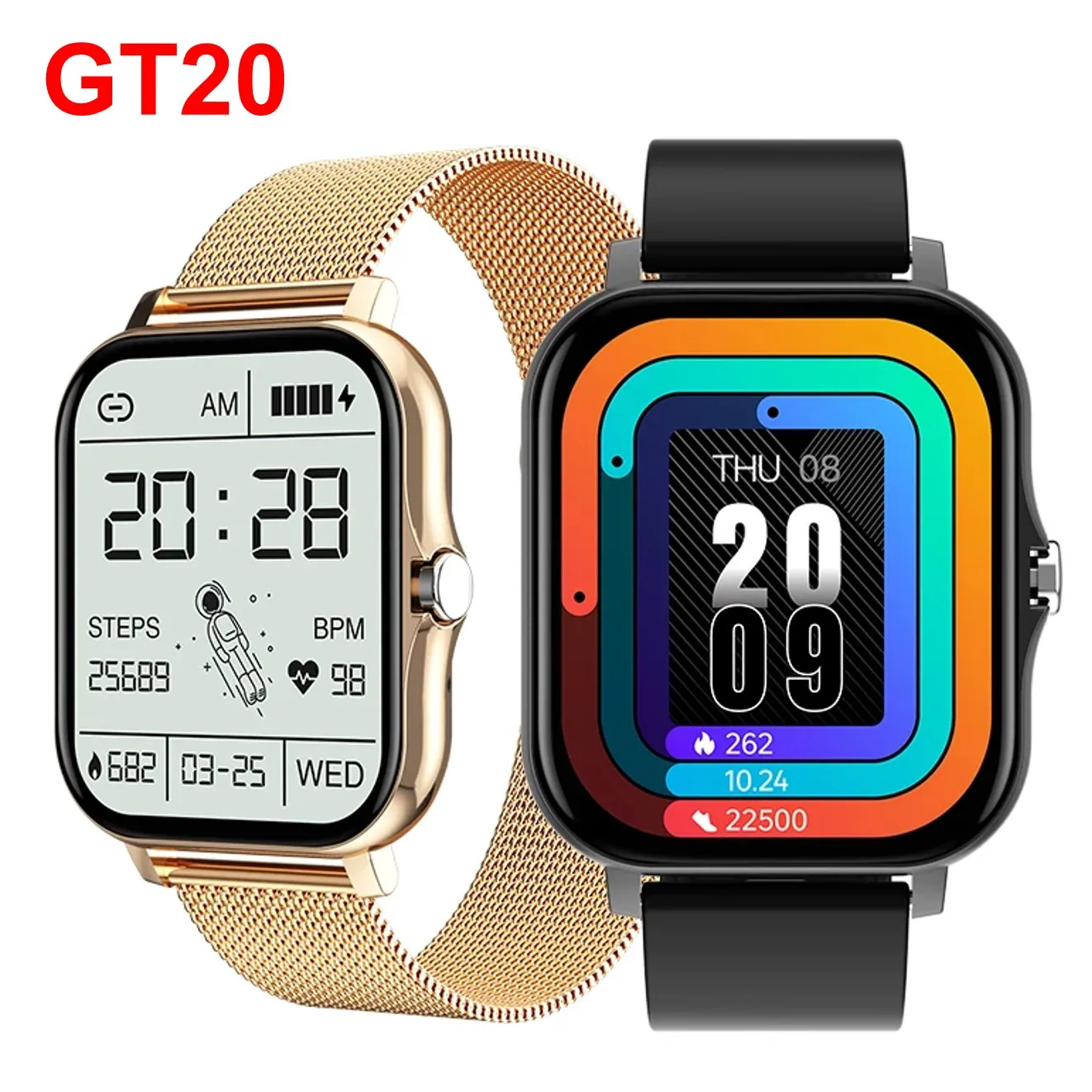 2022 Gt20 Smart Watch Bluetooth Call Heart Rate Fitness Tracker 1