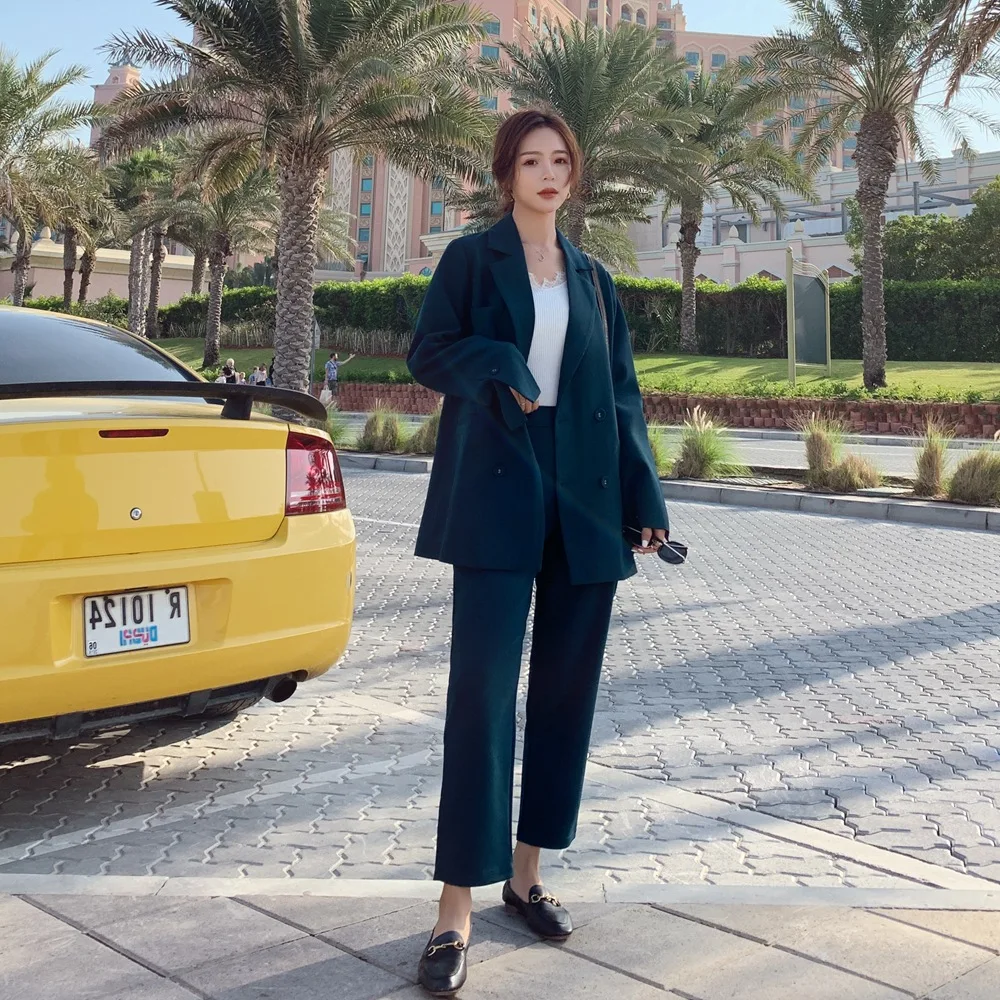 

Photo Shoot 2020 Spring New Style WOMEN'S Dress Retro Smart Young-Style Suit Jacket + High-Waist Pants Two-Piece Set