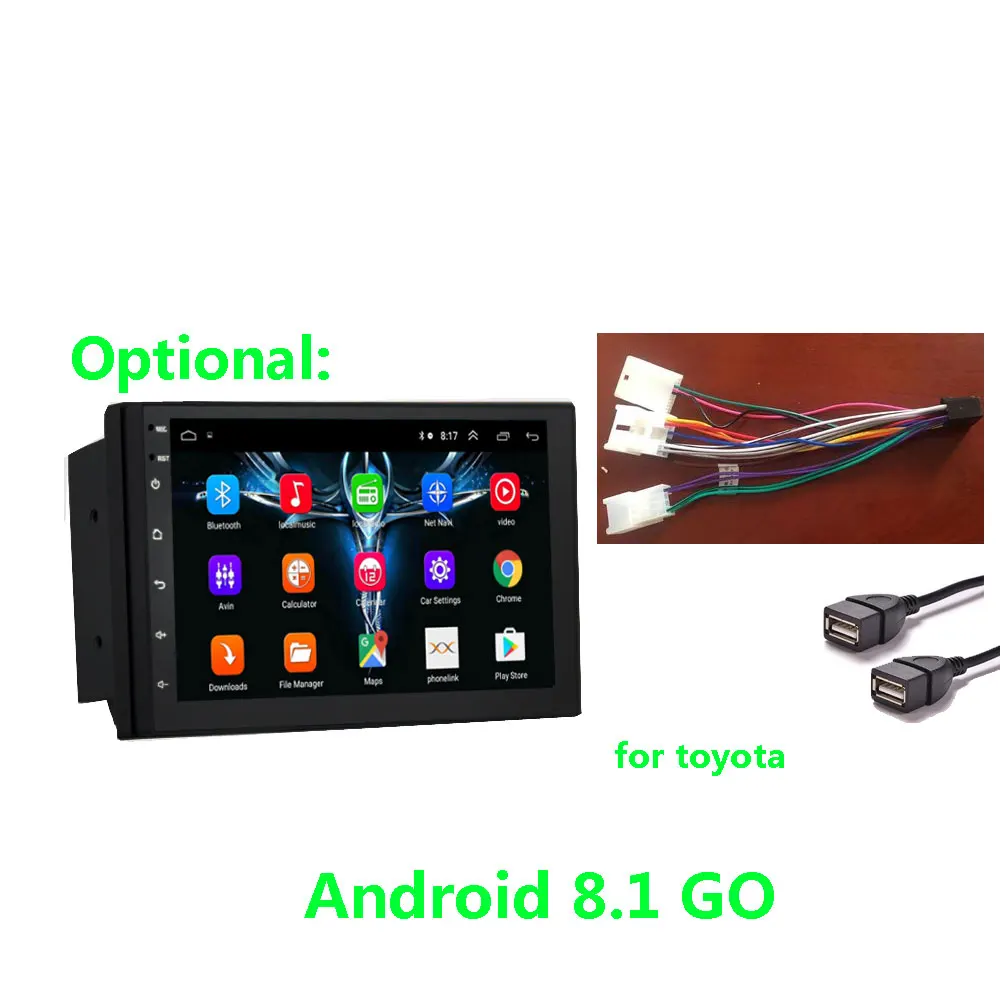 2 Din Android Автомагнитола " HD Авторадио мультимедийный плеер сенсорный экран Авто аудио стерео MP5 Bluetooth USB TF FM камера - Цвет: Toyota Cable