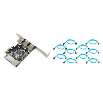 

PCI-E USB 3.0 Expansion Card PCIE Four-Port Super-Speed USB 3.0 Compatibility VL805 with 10Pcs x 18inch SATA 3.0 Cable