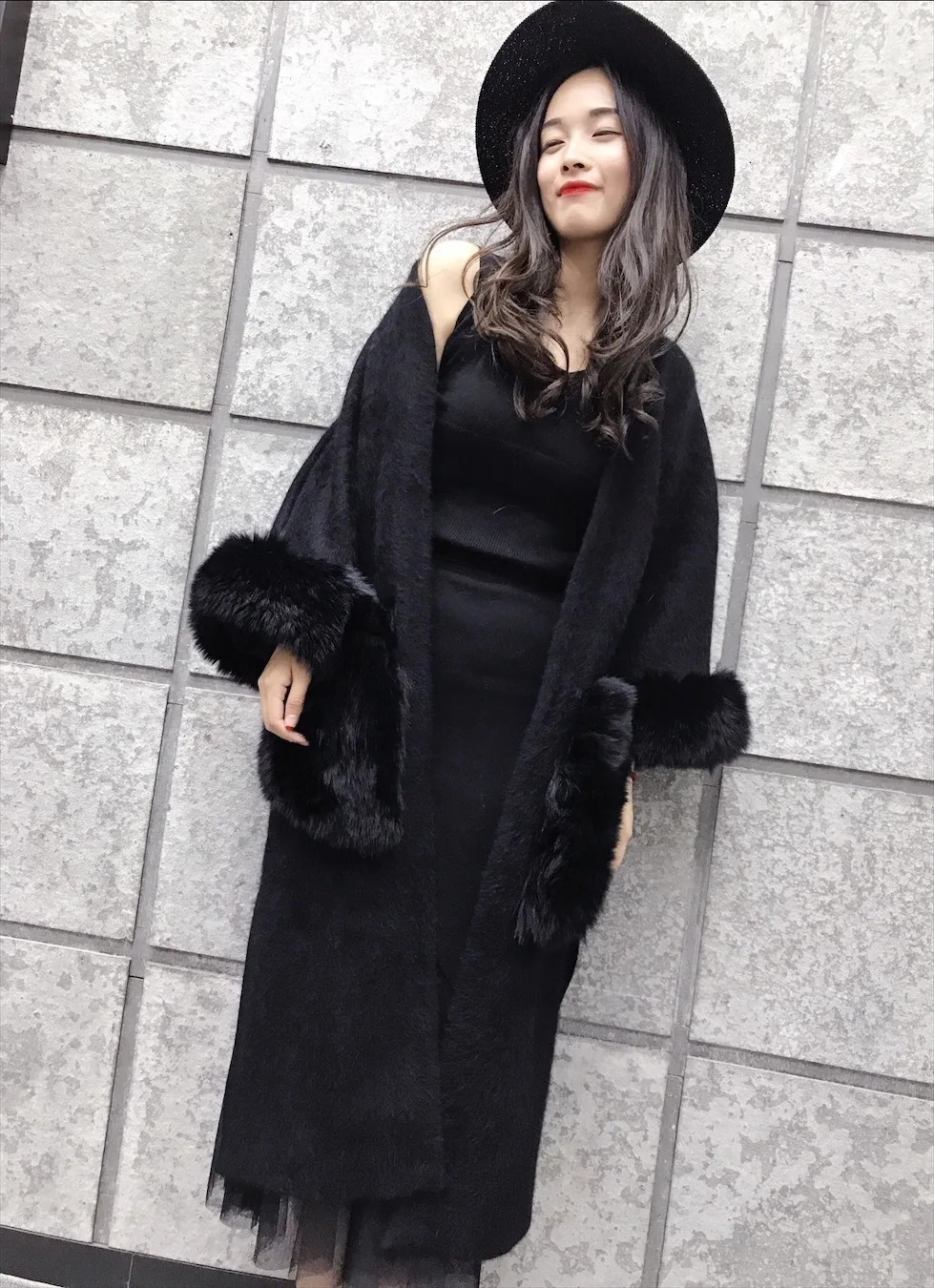 black Корейская Новинка, осенняя и зимняя одежда, шерстяной вязаный кардиган с большими карманами, Свободное длинное женское шерстяное пальто, большой размер R070 - Цвет: black
