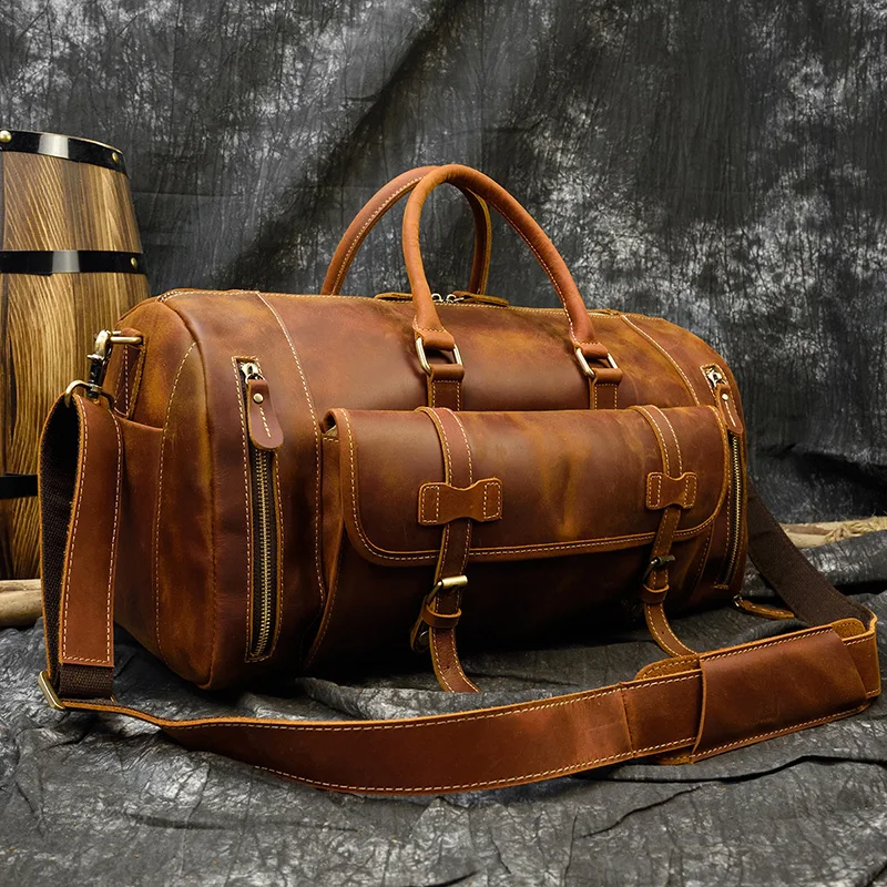 Genuine Leather Men Travel Bags Shoe 