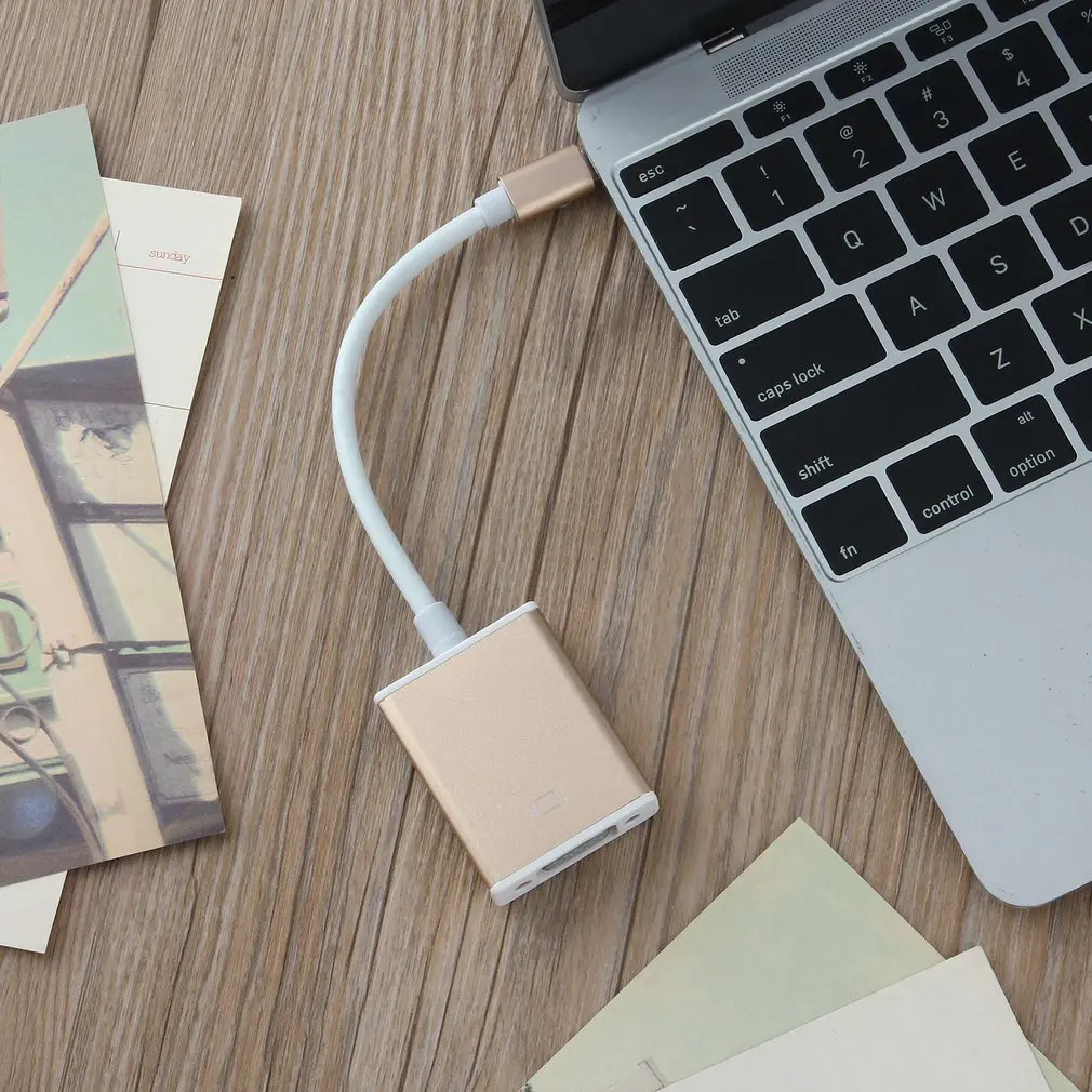 Тип C USB3.1 к VGA адаптер USB-C к VGA разъем Золотой цифровой концентратор с Алюминиевый Чехол Plug Convient для ноутбуков портативных ПК