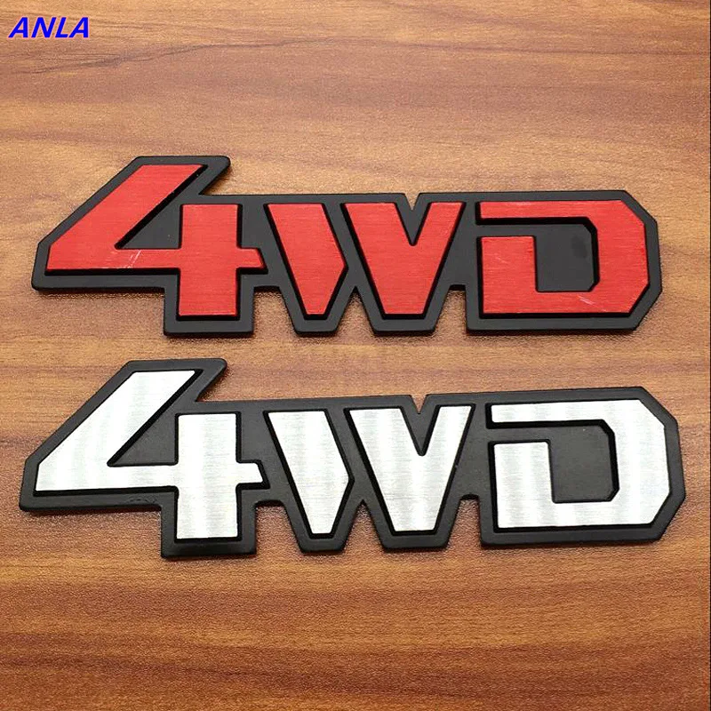 

1pcs Aluminum Stick On Polished Chrome 4WD 4X4 Fender Car Decal Emblem Trim Badge Logo 3D Metal Sticker For Truck Auto Styling