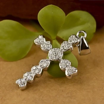 

S925 Sterling Silver Necklace for Men and Women Couples Jesus Cross Pendants with Diamonds Christ Supplies Gift Silver Chain