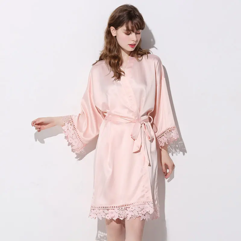 Zaxachilable New Bridesmaid Robes Womens Robes Sleepwear Bathrobe Bathrobe - Color: Blush