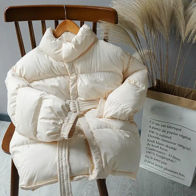 Зимние куртки-пуховики для женщин, толстые теплые парки, однотонное пальто с воротником-стойкой и пузырьками, Корейская одежда с хлопковой подкладкой и пуговицами