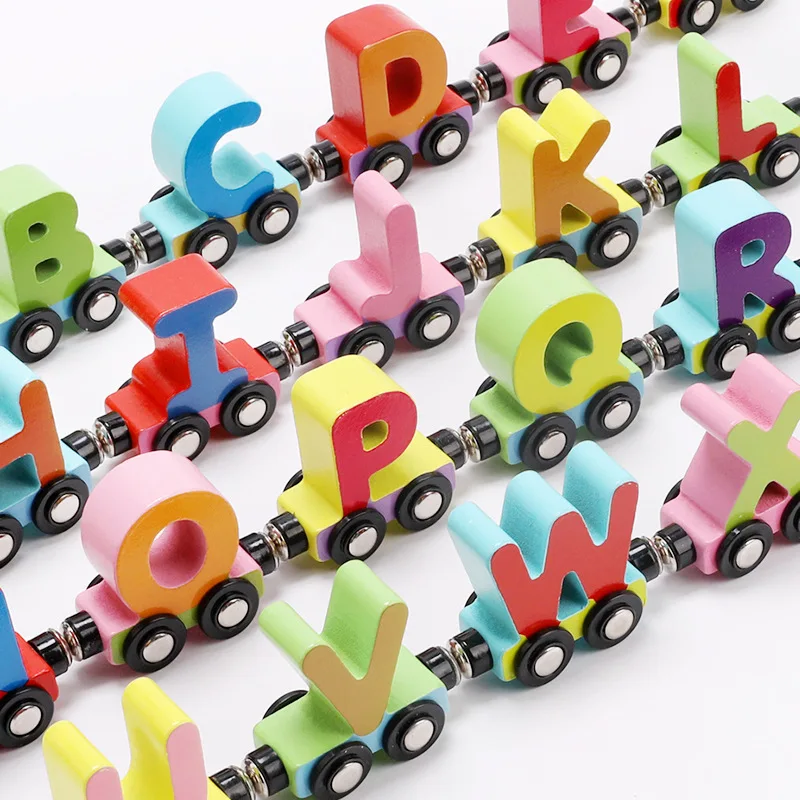 

Magnetic with Numbers Small Train English Lettered Building Blocks Toys Trailer Early Education Children'S Educational Toy