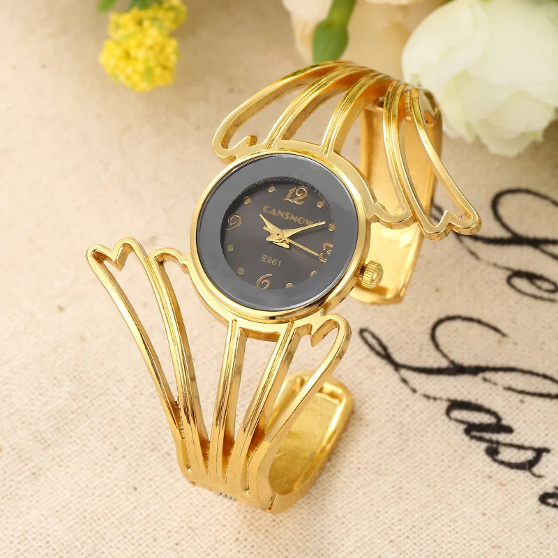 Женское платье часы модные роскошные специальные крылья Форма ДАМЫ розовое золото браслет часы Элегантные Простые кварцевые часы Relogio - Цвет: Gold Black