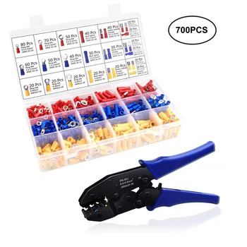 

Crimping Pliers Set with 700 Pieces Electrical Connectors for Insulated Cable Terminals High Quality Car Repair Tools