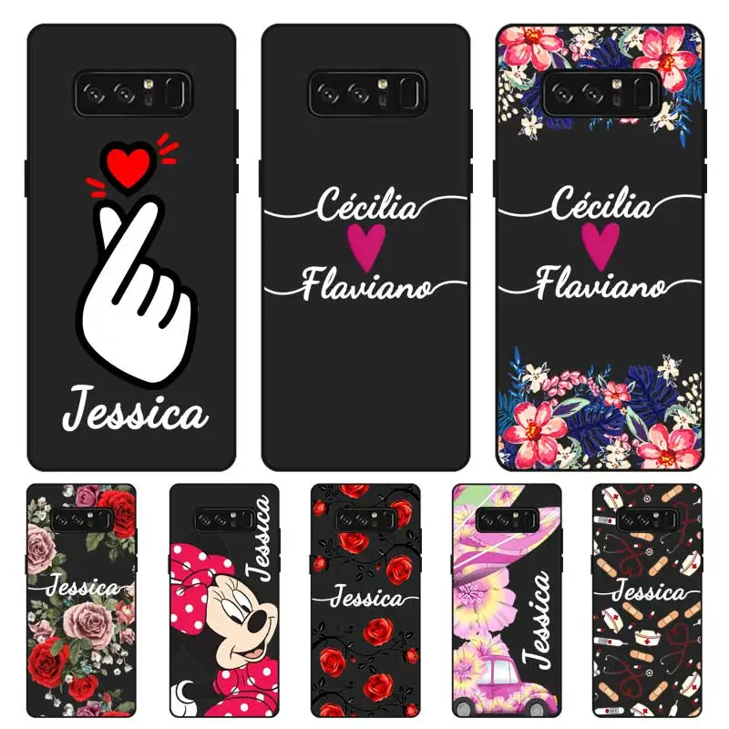 

Ring finger Custom Name DIY Black Soft TPU Silicone Case Cover For Samsung Galaxy Note 3 4 5 8 9 10 Plus M10 M20 M30 Grand Prime