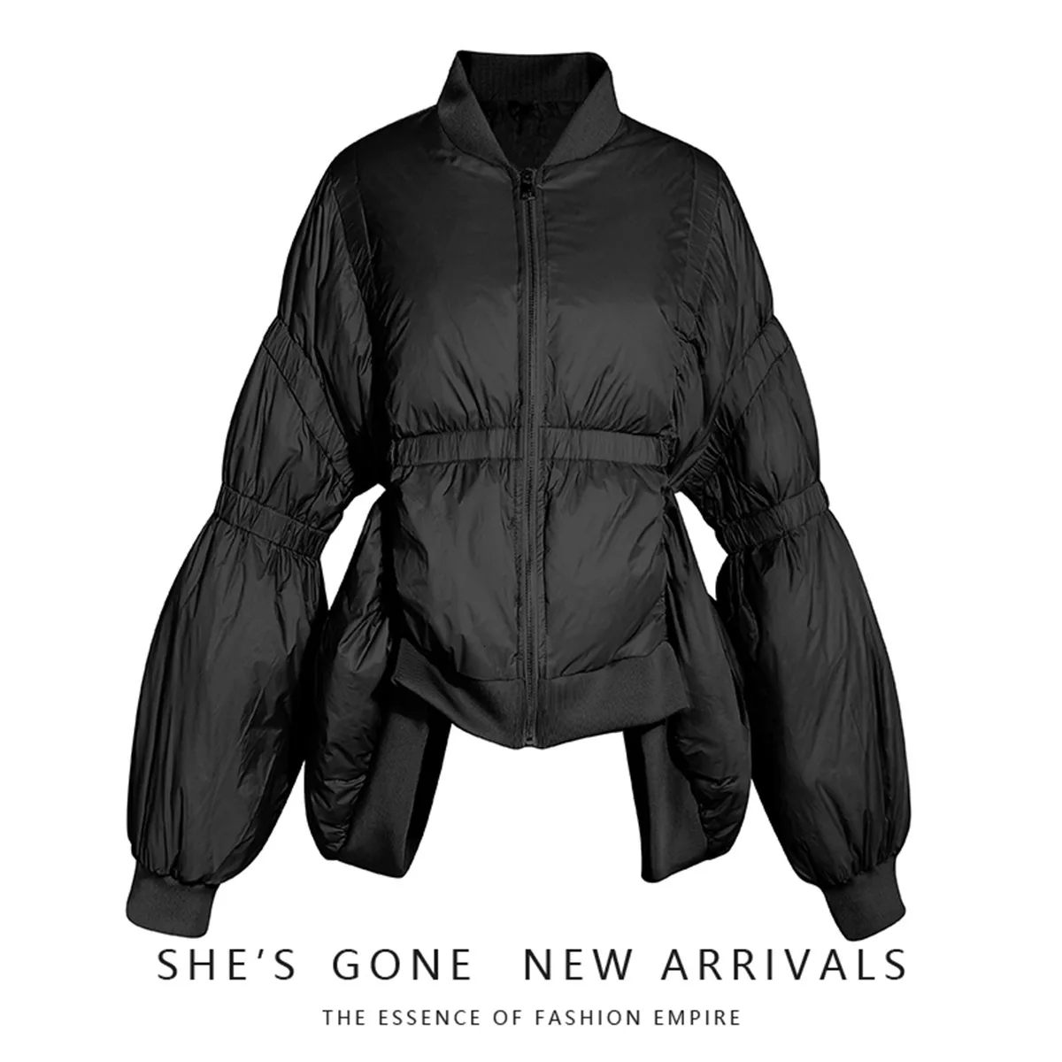 QING MO Khaki Black Women Vintage Parkas Women Irregular Parkas Lantern Sleeve Loose Coat Winter Elegant Parkas ZQY2300