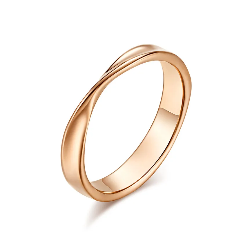 Rose gold Обручальное кольцо из нержавеющей стали Mobius романтическое кольцо из кубического циркония для пары для женщин и мужчин аксессуары - Цвет основного камня: Rose gold