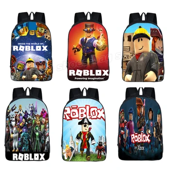 

Kids Canvas Backpack Robloxs Game Knapsack Unisex Men Boy Schoolbag Student Bookbag Cartoon Anime Figure Travel Rucksack Gift