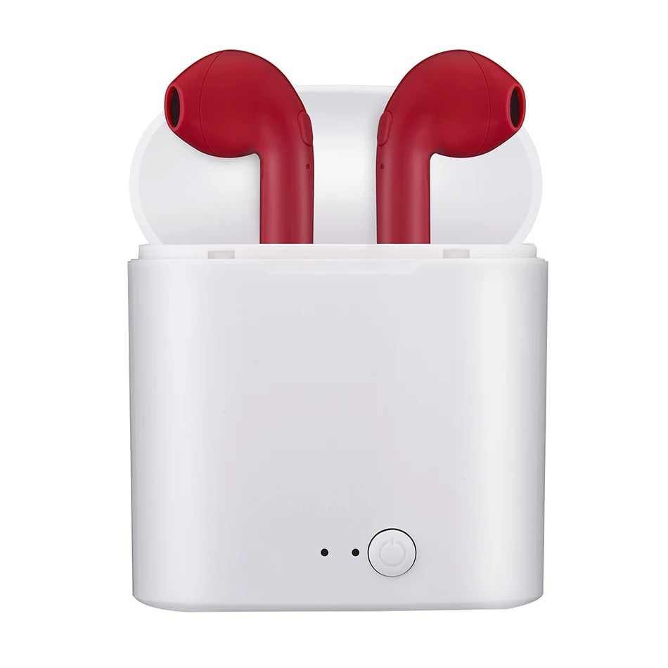 I7s TWS мини беспроводные Bluetooth наушники 5,0 стерео вкладыши гарнитура с зарядным устройством микрофон для huawei Xiaomi всех смартфонов - Цвет: Красный