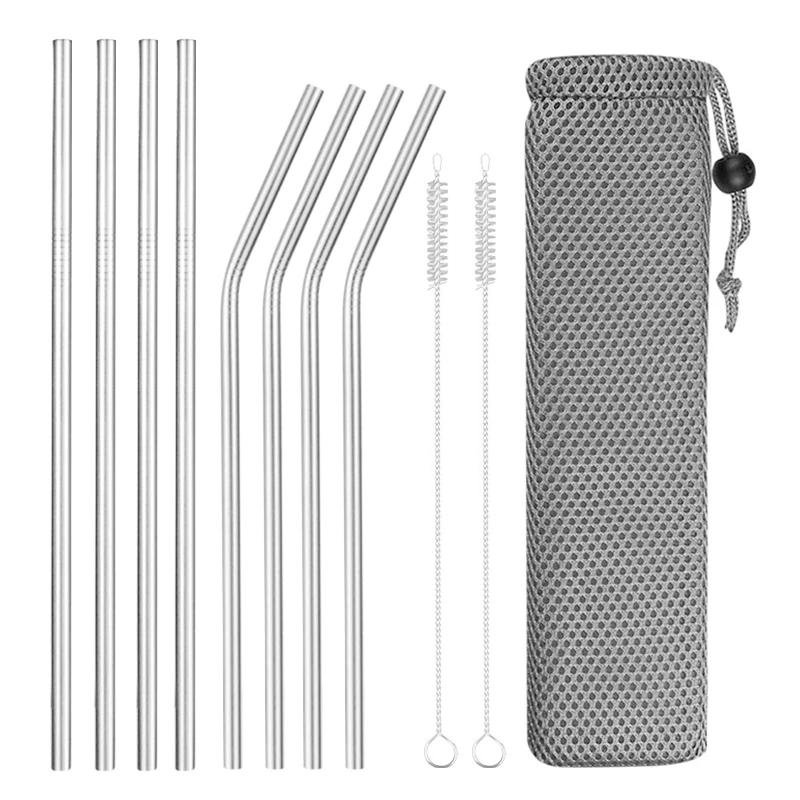 

Reusable straw metal straw 4/8Pcs 304 Stainless Steel drinking straws set