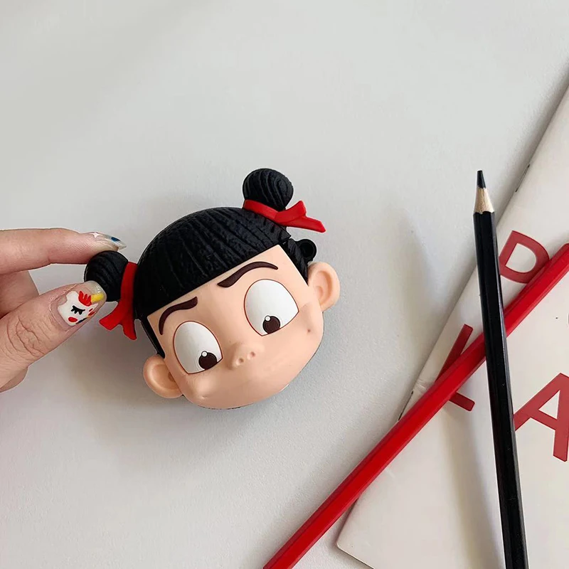 Дизайнерский V Nezha чехол для airpod милый мальчик Китай аниме для airpods чехол 3D для apple bluetooth наушники аксессуар силиконовый чехол - Цвет: Хаки
