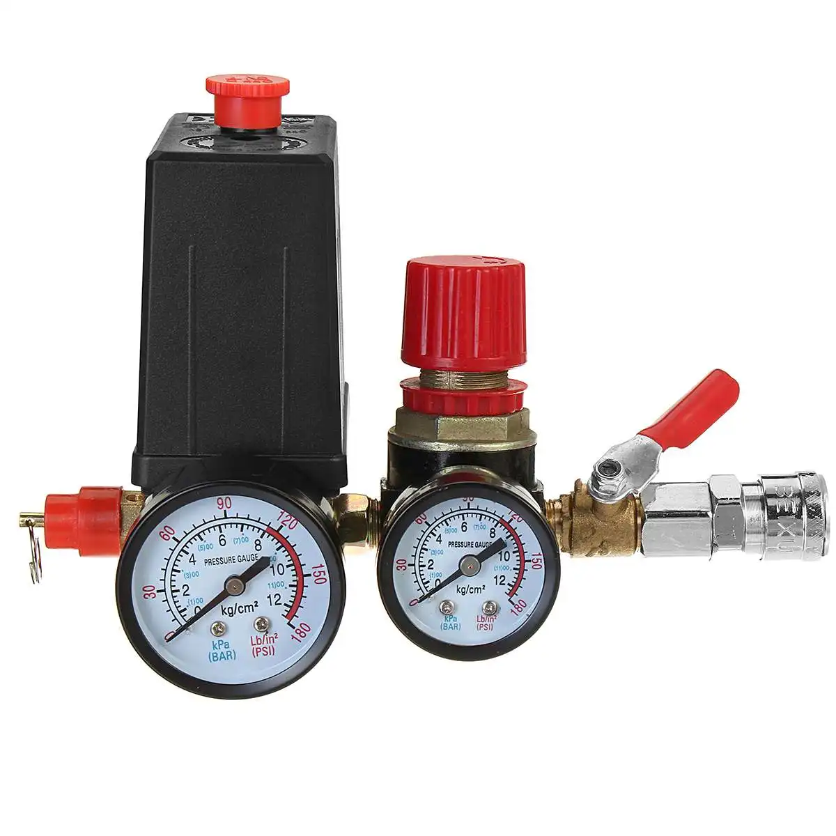240V Air Compressor Pump Pressure Switch Manifold Regulator Air Pump Control Valve 120 PSI with Gauges Quick Connector ► Photo 2/6