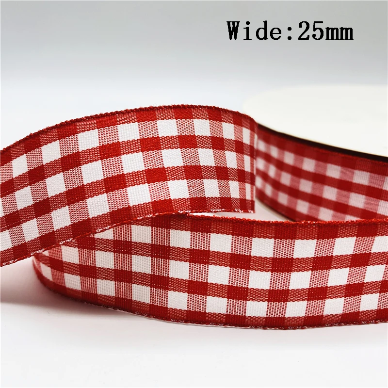 Christmas Ribbon 5yards/Lot 25mm Plaid Ribbon Christmas Decor Ribbon For Handmade Design Christmas Decoration DIY Gift Wrapping ribbon decoration ribbon supplies christmas ribbon wrapping ribbon