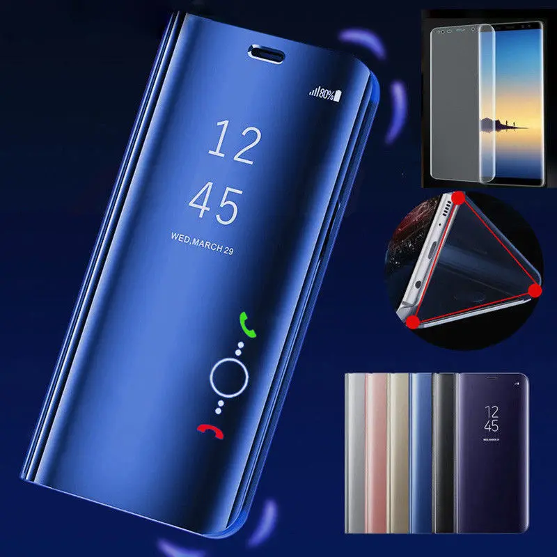 Mirror View Smart Flip Case For Samsung Galaxy A6 A7 A8 A9 2018 J4 J6 S8 S9 Plus J8 A600 Core S10 Lite Note 8 9 |