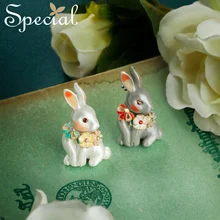 Специальная Мода эмалированные Броши «кролик» булавка Милая брошь с животными букет керамические умные украшения Подарки для женщин S1703B