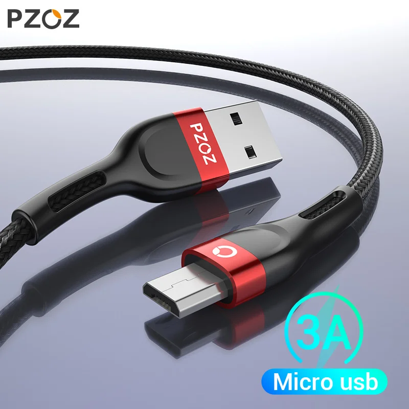 PZOZ 1m 2m провод Micro USB кабель 3A быстрой зарядки Microusb зарядное устройство данные шнур для Samsung S7 Xiaomi Redmi Примечание 5 Pro 4X плюс huawei планшеты Мобильный телефон Android Micro usb кабели зарядное