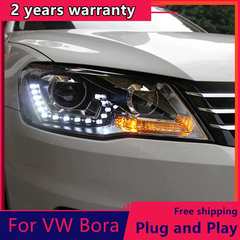 

Car Styling LED Head Lamp for VW Bora headlights 2013-2015 VW Bora led headlight led drl H7 hid Q5 Bi-Xenon Lens low beam