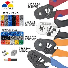 Tubular terminal crimping tools mini electrical pliers HSC8 10S 0.25-10mm2 23-7AWG 6-4A/6-6A 0.25-6mm2 high precision clamp sets