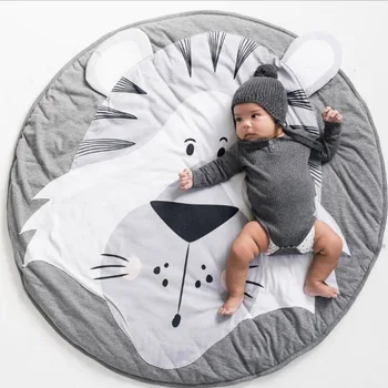 

Baby Play Mat Cartoon Tiger Game Crawling Rugs Mats For Kids Toys Foldable Cotton Round Floor Carpet Nordic Baby Room Decor