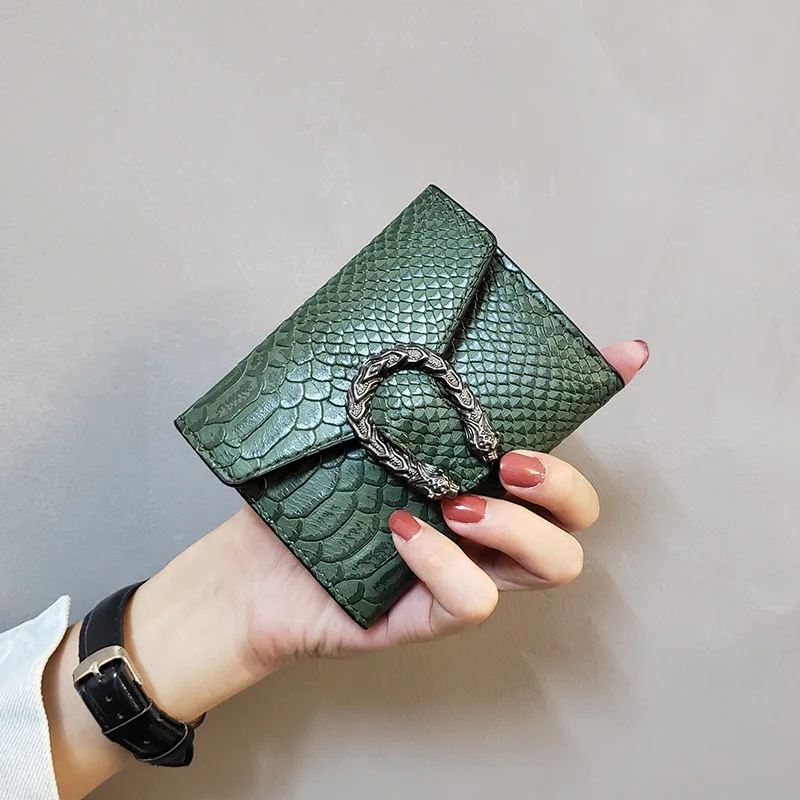 

2020 new women wallet snake pattern ladies wallet women short three-fold wallet folding coin purse card bag wallet